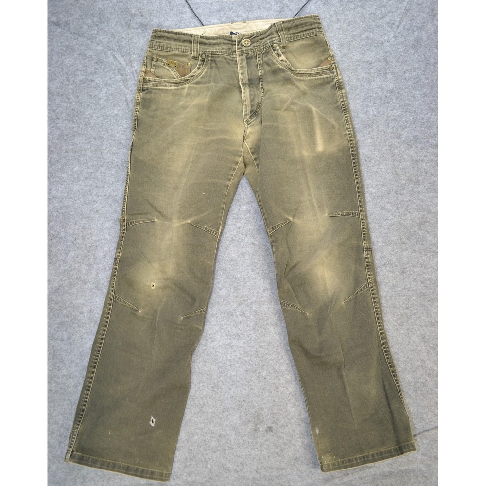 KUHL Easy Rydr Pants Mens 31x30 Olive Green Patina Dye Gusseted Crotch‎ Workwear